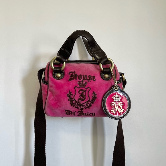Vintage Juicy Couture Bag Rare House Of Juicy Hot Pink Mini Velour Purse - Picture 3 of 5